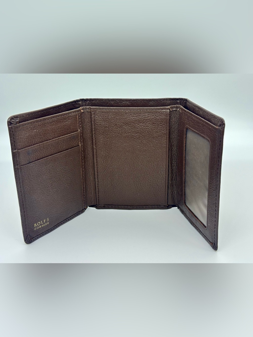 Rolf’s Genuine Cowhide Brown Leather Trifold Wallet Men’s